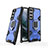 Custodia Silicone e Plastica Opaca Cover con Magnetico Anello Supporto S04 per Samsung Galaxy S21 5G Blu