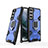 Custodia Silicone e Plastica Opaca Cover con Magnetico Anello Supporto S04 per Samsung Galaxy S21 FE 5G Blu