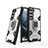 Custodia Silicone e Plastica Opaca Cover con Magnetico Anello Supporto S04 per Samsung Galaxy S22 5G Bianco