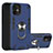 Custodia Silicone e Plastica Opaca Cover con Magnetico Anello Supporto S05 per Apple iPhone 12 Blu Notte