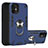 Custodia Silicone e Plastica Opaca Cover con Magnetico Anello Supporto S05 per Apple iPhone 12 Mini