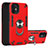 Custodia Silicone e Plastica Opaca Cover con Magnetico Anello Supporto S05 per Apple iPhone 12 Mini Rosso