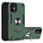 Custodia Silicone e Plastica Opaca Cover con Magnetico Anello Supporto S05 per Apple iPhone 12 Mini Verde Notte