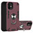 Custodia Silicone e Plastica Opaca Cover con Magnetico Anello Supporto S05 per Apple iPhone 12 Rosso Rosa