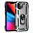 Custodia Silicone e Plastica Opaca Cover con Magnetico Anello Supporto S05 per Apple iPhone 13