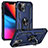 Custodia Silicone e Plastica Opaca Cover con Magnetico Anello Supporto S05 per Apple iPhone 13 Blu