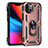 Custodia Silicone e Plastica Opaca Cover con Magnetico Anello Supporto S05 per Apple iPhone 13 Mini