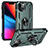 Custodia Silicone e Plastica Opaca Cover con Magnetico Anello Supporto S05 per Apple iPhone 13 Mini Verde
