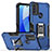Custodia Silicone e Plastica Opaca Cover con Magnetico Anello Supporto S05 per Motorola Moto E30 Blu