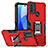 Custodia Silicone e Plastica Opaca Cover con Magnetico Anello Supporto S05 per Motorola Moto E40 Rosso