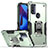 Custodia Silicone e Plastica Opaca Cover con Magnetico Anello Supporto S05 per Motorola Moto G Pure