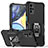 Custodia Silicone e Plastica Opaca Cover con Magnetico Anello Supporto S05 per Motorola Moto G22