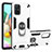 Custodia Silicone e Plastica Opaca Cover con Magnetico Anello Supporto S05 per Samsung Galaxy A71 5G Argento