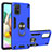 Custodia Silicone e Plastica Opaca Cover con Magnetico Anello Supporto S05 per Samsung Galaxy A71 5G Cielo Blu