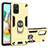 Custodia Silicone e Plastica Opaca Cover con Magnetico Anello Supporto S05 per Samsung Galaxy A71 5G Oro