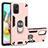 Custodia Silicone e Plastica Opaca Cover con Magnetico Anello Supporto S05 per Samsung Galaxy A71 5G Rosa
