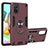 Custodia Silicone e Plastica Opaca Cover con Magnetico Anello Supporto S05 per Samsung Galaxy A71 5G Rosso Rosa