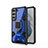 Custodia Silicone e Plastica Opaca Cover con Magnetico Anello Supporto S05 per Samsung Galaxy S21 5G Blu