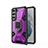 Custodia Silicone e Plastica Opaca Cover con Magnetico Anello Supporto S05 per Samsung Galaxy S21 5G Viola