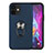 Custodia Silicone e Plastica Opaca Cover con Magnetico Anello Supporto S06 per Apple iPhone 12 Blu