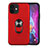 Custodia Silicone e Plastica Opaca Cover con Magnetico Anello Supporto S06 per Apple iPhone 12 Mini Rosso