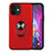 Custodia Silicone e Plastica Opaca Cover con Magnetico Anello Supporto S06 per Apple iPhone 12 Rosso
