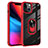 Custodia Silicone e Plastica Opaca Cover con Magnetico Anello Supporto S06 per Apple iPhone 13 Rosso