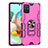 Custodia Silicone e Plastica Opaca Cover con Magnetico Anello Supporto S06 per Samsung Galaxy A71 5G Rosa