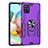 Custodia Silicone e Plastica Opaca Cover con Magnetico Anello Supporto S06 per Samsung Galaxy A71 5G Viola