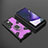 Custodia Silicone e Plastica Opaca Cover con Magnetico Anello Supporto S06 per Samsung Galaxy S21 Ultra 5G Viola
