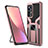 Custodia Silicone e Plastica Opaca Cover con Magnetico Anello Supporto S06 per Xiaomi Mi 12S Pro 5G Oro Rosa
