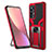 Custodia Silicone e Plastica Opaca Cover con Magnetico Anello Supporto S06 per Xiaomi Mi 12S Pro 5G Rosso