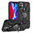Custodia Silicone e Plastica Opaca Cover con Magnetico Anello Supporto S07 per Apple iPhone 12 Mini