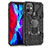 Custodia Silicone e Plastica Opaca Cover con Magnetico Anello Supporto S07 per Apple iPhone 12 Mini Nero