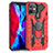 Custodia Silicone e Plastica Opaca Cover con Magnetico Anello Supporto S07 per Apple iPhone 12 Mini Rosso