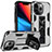 Custodia Silicone e Plastica Opaca Cover con Magnetico Anello Supporto S07 per Apple iPhone 13 Pro