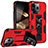 Custodia Silicone e Plastica Opaca Cover con Magnetico Anello Supporto S07 per Apple iPhone 14 Pro Rosso