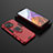 Custodia Silicone e Plastica Opaca Cover con Magnetico Anello Supporto S07 per Xiaomi Mi 11 Pro 5G Rosso