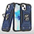Custodia Silicone e Plastica Opaca Cover con Magnetico Anello Supporto S08 per Apple iPhone 13 Blu