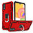 Custodia Silicone e Plastica Opaca Cover con Magnetico Anello Supporto S08 per Samsung Galaxy A01 SM-A015 Rosso