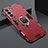 Custodia Silicone e Plastica Opaca Cover con Magnetico Anello Supporto S08 per Samsung Galaxy S21 5G