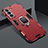 Custodia Silicone e Plastica Opaca Cover con Magnetico Anello Supporto S08 per Samsung Galaxy S22 5G Rosso