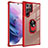 Custodia Silicone e Plastica Opaca Cover con Magnetico Anello Supporto S09 per Samsung Galaxy S21 Ultra 5G Rosso
