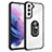 Custodia Silicone e Plastica Opaca Cover con Magnetico Anello Supporto S09 per Samsung Galaxy S22 5G Argento e Nero