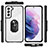 Custodia Silicone e Plastica Opaca Cover con Magnetico Anello Supporto S09 per Samsung Galaxy S22 Plus 5G