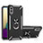 Custodia Silicone e Plastica Opaca Cover con Magnetico Anello Supporto T01 per Samsung Galaxy A02 Argento e Nero