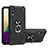 Custodia Silicone e Plastica Opaca Cover con Magnetico Anello Supporto T01 per Samsung Galaxy M02 Nero