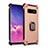 Custodia Silicone e Plastica Opaca Cover con Magnetico Anello Supporto T01 per Samsung Galaxy S10 Oro Rosa