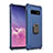 Custodia Silicone e Plastica Opaca Cover con Magnetico Anello Supporto T01 per Samsung Galaxy S10 Plus Blu