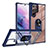 Custodia Silicone e Plastica Opaca Cover con Magnetico Anello Supporto T01 per Samsung Galaxy S22 Ultra 5G